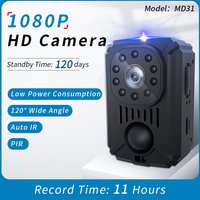 2022 1080P MD31 Mini kamera samochodowa HD Kamera kieszonkowa Night Vision Mała kamera do samochodów Rejestrator wideo PIR Sport DV