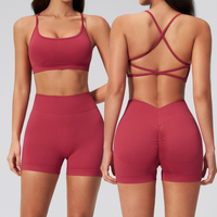 Seamless 2 Pieces Yoga Suit for Women Tracksuit Fitness Athletic Wear Gym Clothes Sports Bra Shorts Workout Sets Gym Set Outfits