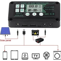 10/20/30/40/50/60/70A Solar Charge Controller MPPT 12V 24V Charge Controller Dual USB Auto Solar Cell Panel Charger Regulator