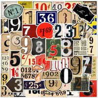 50Pcs Vintage Digital Number Graffiti Stickers Phone Cases Suitcases Guitars Water Bottles Helmets Waterproof Sticker