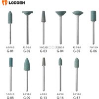 LODDEN 100pcs HP Mounted Green Stones Dental for Contour Ceraminc 2.35mm Polishing Tools Medium Dentistry Grinding Materials