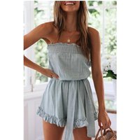 Elegant Tube Top Jumpsuit For Women Fashion Solid Color Summer Tube Top Belt Waist Lace Casual Jumpsuit For Women 2026