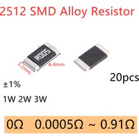 20pcs 2512 SMD Alloy Resistor 2mR 0.005R 0.01R 0.015R 0.02R 0.025R 0.03R 0.04R 0.05R 0.1R 0.15R 0.22R 0.3R 0.5R 0.62R 0.75R0.82R