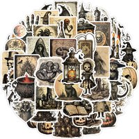 50PCS Horror Halloween Stickers Retro Horror DIY Stickers Scrapbooking Phone Luggage Waterproof Decals