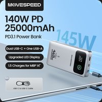 MOVESPEED M25 Pro 140W Power Bank 25000mAh PD3.1 USB-C Fast Charging Powerbank Portable External Battery for MacBook Dell Laptop