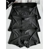 3pcs Ultra-thin Smooth Underwear for Men Silk Seamless Fitness Sports Sexy Boxers Briefs Quick Drying Trunk Shorts Panties