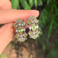 80Natural Peridot STAINLESS STEEL Stud Earrings For Women Jewelry Gift Simple Peridot Jewelry Green