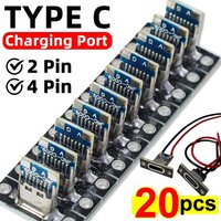5/20Pcs Type-C 2Pin 4Pin Female Connector Jack Data Charging Port Connector Small Electrical Charging Base with Fixing Plate