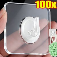 100/1PCS Adhesive Plastic Clear Utility Hooks Multifunction Transparent Hook Drill Freed Wall Easy Use Waterproof Key Wall Hooks