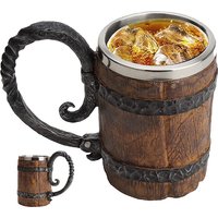 Lmetjma 550ml handgemachte Holzfass Bierkrug Eimer geformte Krug Tasse Edelstahl Vintage Kaffeetasse Tee tasse jt15