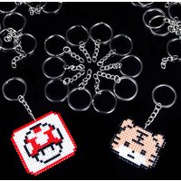 Hama Bead Accessories Metal Keychain with Chain Flat Double-layer Key Ring Hanging Ring Diy Accessories Metal Earth
