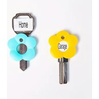 10pcs Flower Shape Silicone Key Caps Colorful Rubber Key Covers to Identify Keys Cute Key Identifier Covers for Home Office Keys