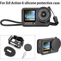Protective Silicone Cover Case for DJI OSMO Action 6 Camera Soft Non-slip Anti-scratch With Lens Cap&Lanyard Accessories