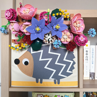 2026 plant romantic flower wall set creative romantic building blocks flower bouquet model brick set home decoration toys
