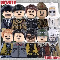 MOC WW2 Military Air Force Pilot Figures Building Blocks US Officer Soviet Red Army Poland Winter Soldiers Bricks Toys Kids Gift