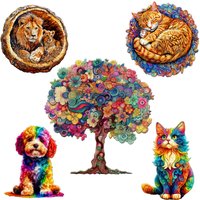 Flower Tree And Animals Theme Wooden Jigsaw Puzzle Wooden Decor Painting Christmas and Halloween Gift Toy for Teen and Kid