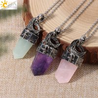 Vintage Natural Stone Necklace Pendant for Men Skull Reiki Moon Pendant Healing Amethysts Labradorite Crystal Necklaces H464