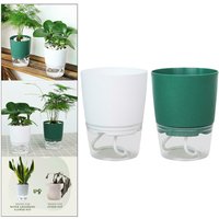 Lazy Hydroponic Flower Pot Automatic Water Absorbing Flowerpot Transparent Double Layer Plastic Resin Self Watering Plant Office