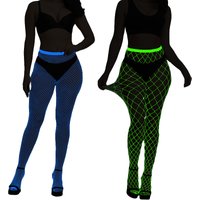 Women's Luminous Fishnet Stockings High Waist Glow-in-The-Dark Leggings Tights for Party Halloween Costume Accessories