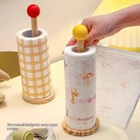 Anti-slip Vertical Tissue Holder Tissue Rack Wood Toilet Paper Holder No Drill Kitchen Storage Tissue Hanger Bathroom Accessory