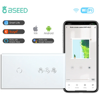 Interrupteur Wi-Fi BSEED 1/2/3 Gangs 1/2/3 Voies avec Interrupteur Intelligent pour Volet Roulant, Interrupteur Tactile pour Stores, Contrôle Sans Fil Tuya Smart Life
