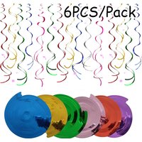 6PCS/Pack Vibrant PVC Spiral Pendant Decor Ceiling Hang Ornament for Birthday Wedding Festival Indoor Outdoor Party Decoration