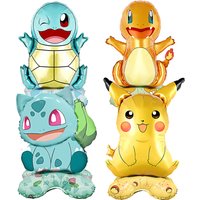 FUNISM 4Pcs Standing Pokemon Balloon Cartoon Pikachu Squirtle Bulbasaur figure Foil Ballon Decoration Supplies Party Gift