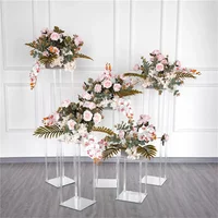 Square Transparent Stand Wedding Table Centerpiece Crystal Acrylic Flower Stand Window Display Rack Party Birthday Home Decor