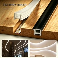 Flexibles Silikon-LED-Kanalprofil mit Diffusor für Einbaumontage für LED-Streifen Linearbeleuchtung mit Flansch oder randlos Schwarz Weiß