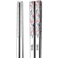 316L Stainless Steel Reusable Household Healthy Dining Bar Chinese Style Kitchenware Chopsticks Tableware Kitchen Tools