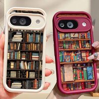 Creative Bookshelf Pattern Cover For Google Pixel 10 9A 9 8A 8 7A 7 Pro XL Eyes Ladder Lanyard Soft Cool Funda Phone Case