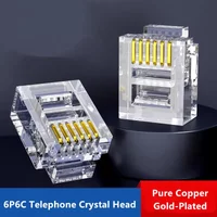 50pcs RJ12 6P6C Modular Plug UTP Gold-Plated Copper RJ12 Telephone Connectors Crystal Plugs Adapter