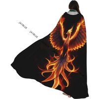 Phoenix Rising From Ash Bird In Fire Symbol Hooded Cloak Polyester Unisex Witch Cape Costume Accessory