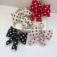 Polka Dot Bow Pendant, Padded Fabric Pink Bow Charm, Bag Pendant, Keychain