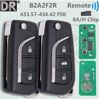DR B2A2F2R 8A Chip 433.57-434.42 FSK Składany pilot samochodowy do Toyota Corolla Yaris Cross HV RAV4 2020 2021 2022 2023 2024