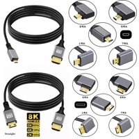 90 Degree Angled 8K 5K Micro Mini HDMI To HDMI-compatible 2.1V Cable for TV PC Digital Camera Tablet Mini Hdmi To Hdmi cable