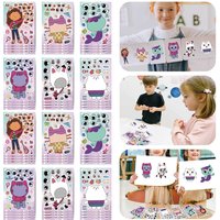 Gabby Dollhouse Stickers Children's Anime Cartoon Parent-Child Interactive Puzzle Puzzle DIY Face Stickers Baby Shower Favors