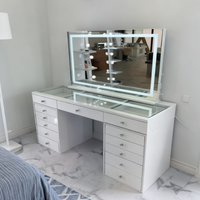 Makeup Vanity with Large Lighted Mirror Vanity Desk with 5 Drawers Vanity Set with Power Outlet