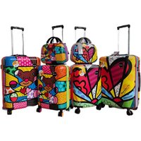 Women's Lightweight Luggage with Heart Pattern - Silent Spinner Wheels, TSA Lock & Makeup Box, Stylish Trolley Case for Travel
