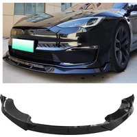 Gloss Black Lower Diffuser Splitter Kit Blade Protector Front Bumper Spoiler Lip For Tesla Model S 2021 2022 2023 2024