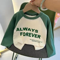 T-shirt Base Shirt Letter Korean Style Children Clothing New Autumn Girls and Boys Long Sleeve
