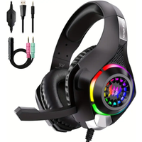 Gaming Headset for PC, PS4, PS5, Gaming Headphones with Noise Cancelling Mic RGB Light, Bass Surround, Soft Memory Earmuffs Over