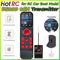 NEW HOTRC DS-800 8CH 2.4G Radio System Transmitter Touchable Color Screen Remote Control F-08A F-08AT Receiver DS800 for RC Boat