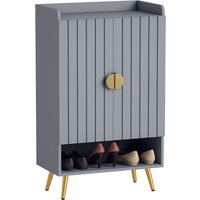 HOMCOM Modern Shoe Cabinet with 2 Doors, Open Shelf and Adjustable Shelves, 15 Pair Hallway Shoe Cupboard, Entryway