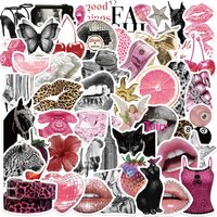 60/120PCS Cartoon Pink Punk Girl Style Doodle Stickers, Waterproof DIY Decals for Phone Cup Guitar Notebook Suitcase