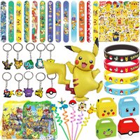 Pokemon Party Favors Supplies Cute Pikachu Bracelet Stickers Gift Bag Straws Balloons for Kids Birthday Party Baby Shower Gifts