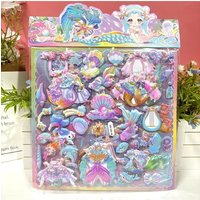 1Pc Beautiful Colorful Cartoon Mermaid 3D Bubble PVC Stickers Kawaii Girls Stationery DIY Decoration Cute Kids Rewards Toy Gifts