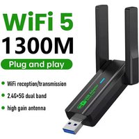 WiFi 5 Wireless Network Card 1300M Dual Band 2.4G&5GHz USB 3.0 High-Speed Wifi Adapter Driver Free For Desktop Laptop
