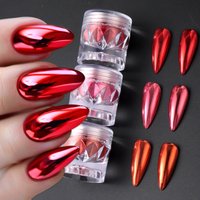 Chrome Red Pink Nail Glitter Powder Magic Mirror Metallic Rubbing Pigment Flakes Dust New Year Valentine Nail Art Decor