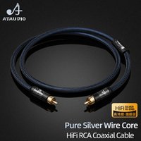 Hi-end Pure Silver RCA Coaxial Digital Audio Cable for TV CD with Gold Plated RCA Male Coaxial Subwoofer Cable